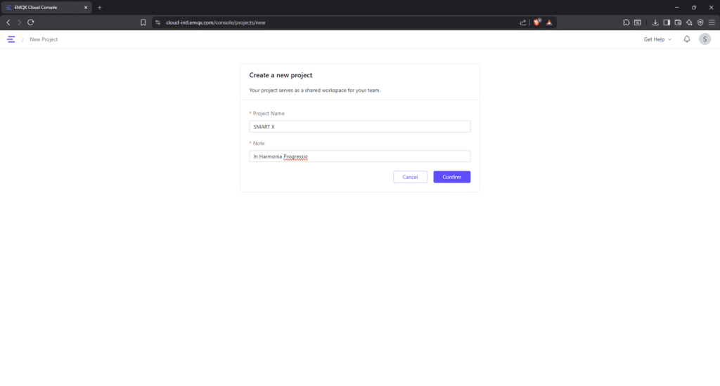 Tutorial EMQX Cloud sebagai MQTT Broker 7. create project