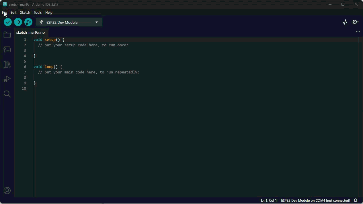 Belajar ESP32: LED-Blink add esp32 board